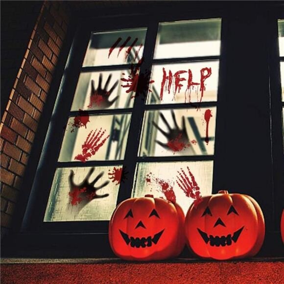 119 PCS Bloody Halloween Decorations Halloween Bloody Handprint - Picture 6 of 8